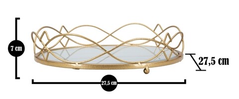 Tava pentru servire Glamy Circle, Mauro Ferretti, Ø 27.5X7 cm, fier, auriu
