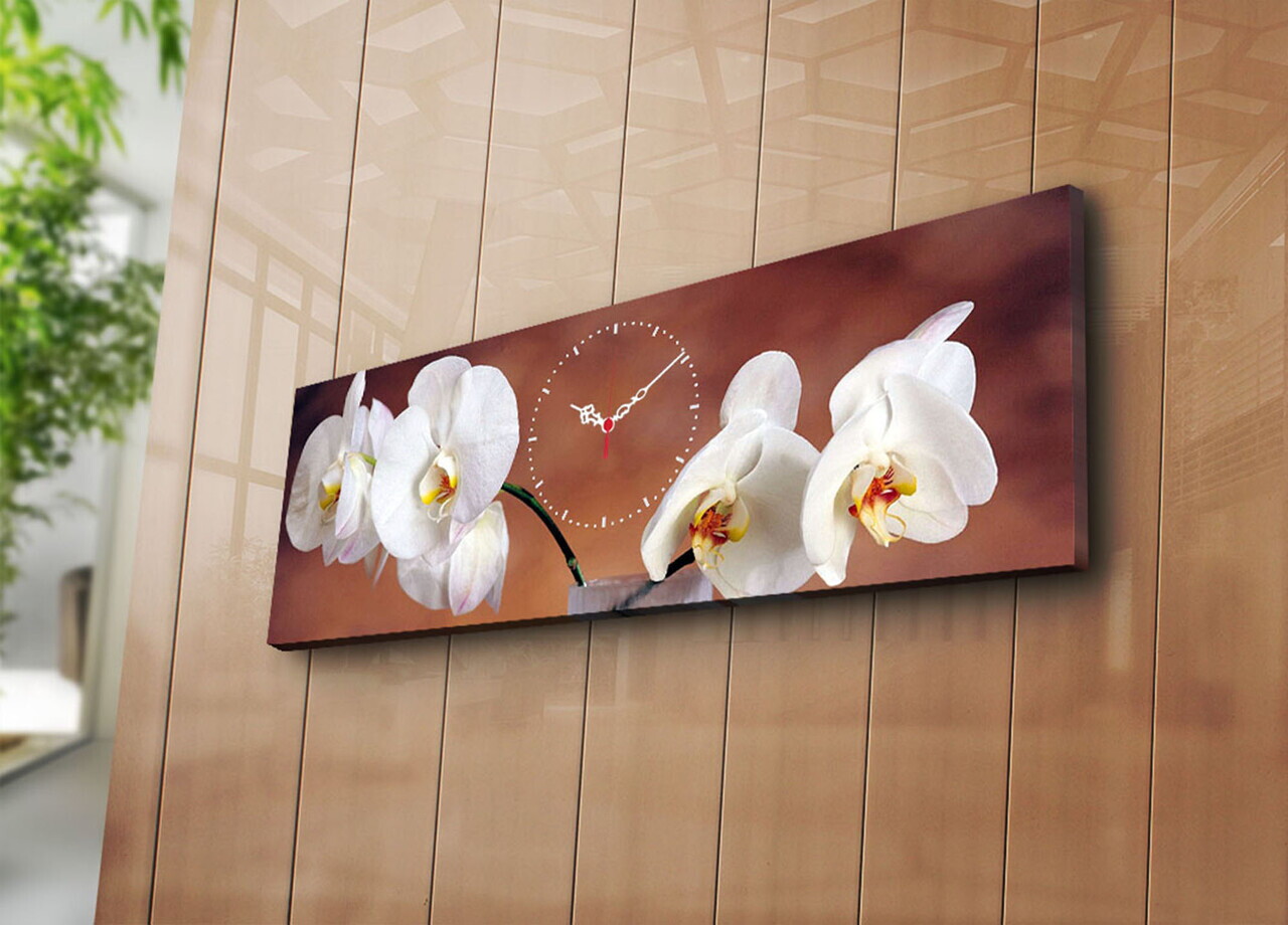 Ceas de perete, 3090CS-28, PÂNZĂ DIN PIELE ÎNTOARSĂ, 30 x 90 cm, Multicolor — imaginea 2
