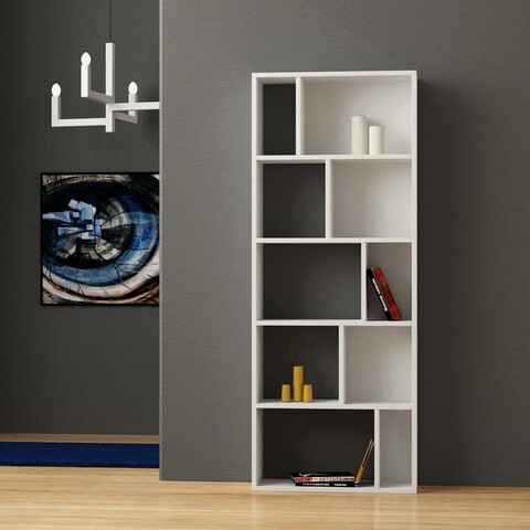 Corp biblioteca, decortie, onda, 65x166x22 cm, alb