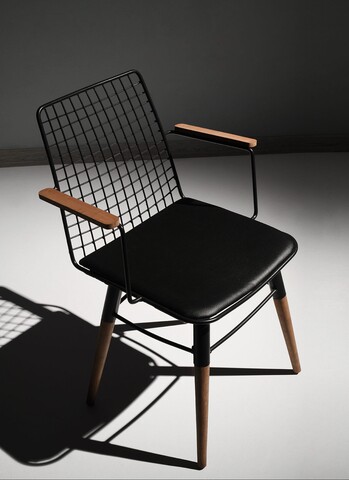 Set 2 scaune, Nmobb, Trend 961, 43 x 82 x 39 cm, metal/piele, negru/maro Mobilier si saltele