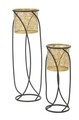 Set 2 suporturi ghiveci Curvy, Mauro Ferretti, Ø 23x76-20x51 cm, fier, auriu/negru