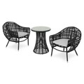 Set mobilier gradina/terasa, 2 fotolii + masuta, Alcudia, aluminiu, negru/gri