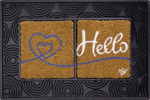 Covoras de intrare, Olivo Tappeti, Window 2, Hello 02, 40 x 60 cm, cauciuc/fibra cocos, multicolor