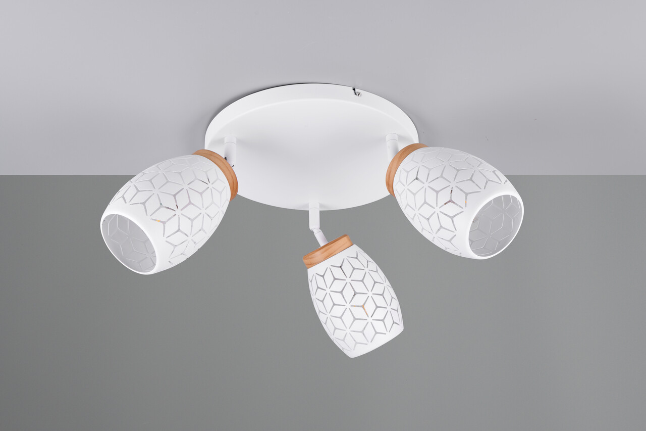 Plafoniera Bidar, RL, 58x27 cm, 10W, 3x E14, metal, alb mat/natur