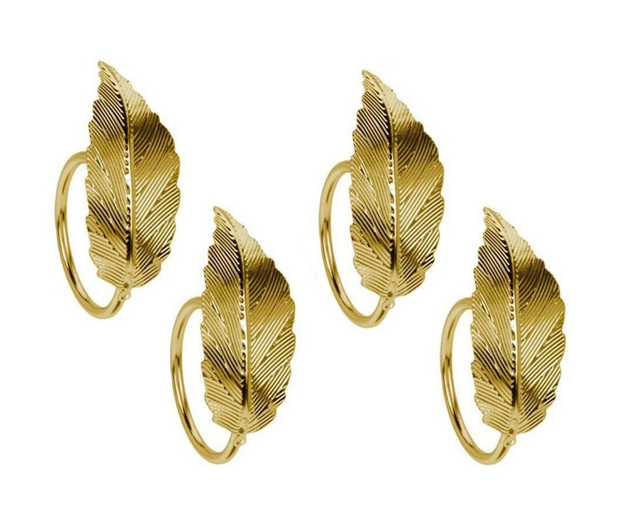 Set 4 inele pentru servetele Leaf V3, 4.5 x 3 cm, metal, auriu