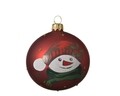 Glob Snowman, Decoris, Ø8 cm, sticla, rosu