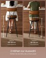 Set 2 scaune de bar, Vasagle, Ekho, 57x101 cm, otel/piele ecologica, maro camel