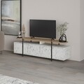 Comoda TV, Decortie, Hanley Carrara, 160 x 48 x 35.6 cm, pal melaminat, multicolor