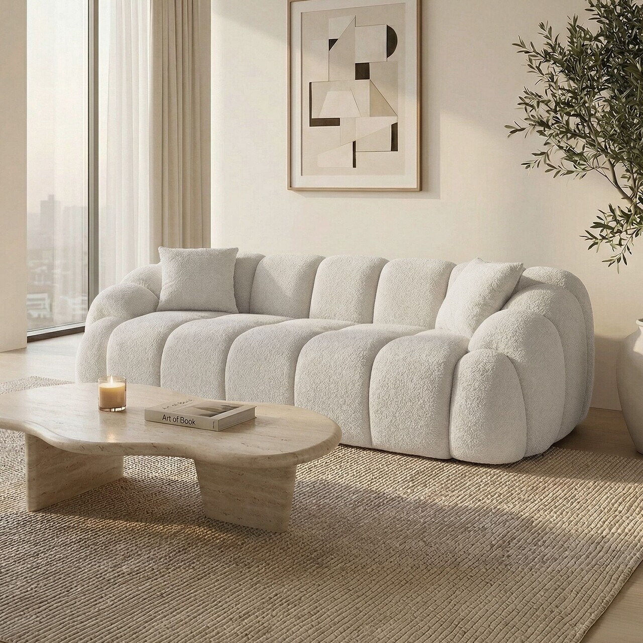 Canapea 3 locuri, Atelier del Sofa, 752EST1129, Lemn de carpen/PAL melaminat, Alb - view 2