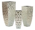 Set 3 ghivece / vase decorative Argy, Mauro Ferretti, 38.1x38.1x90.8 cm, fier, argintiu