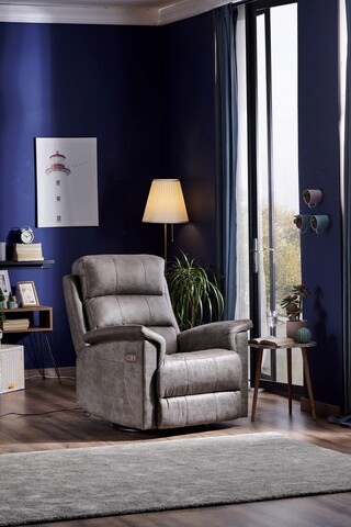 Fotoliu cu recliner, niron, tesla tv, 80x105x80 cm, gri