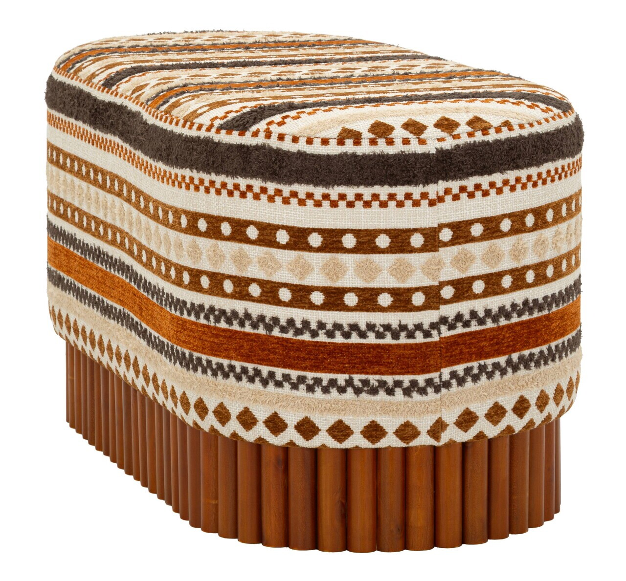 Bancheta, Mauro Ferretti, Ethnic, 82x40x40 cm, poliester/lemn masiv, multicolor — imaginea 6