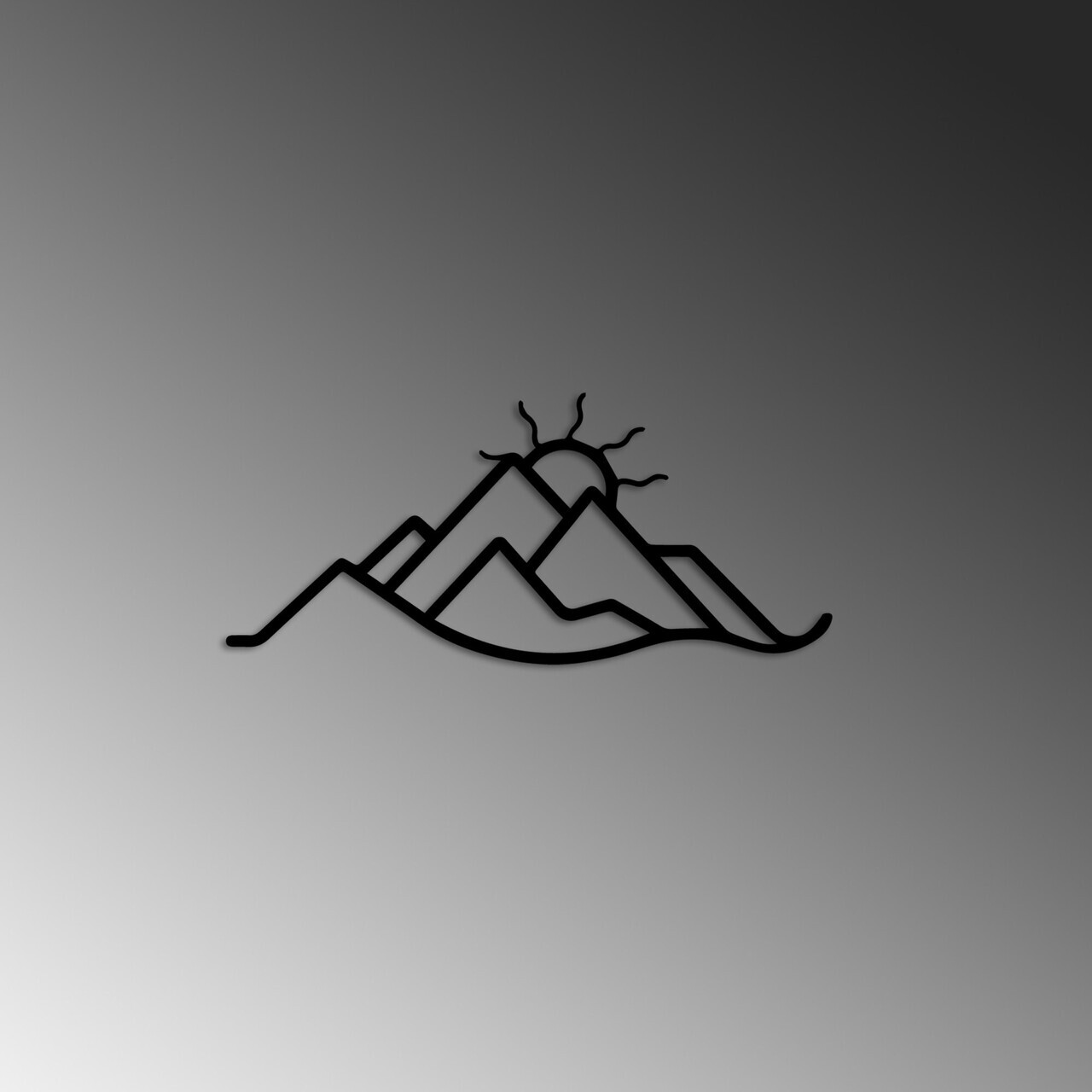 Decoratiune de perete, Mountain and Sun, Dimensiune: 60 x 26 cm, Negru — imaginea 5