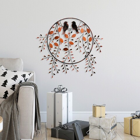 Decoratiune de perete, love of birds 3, metal, dimensiune: 86 x 75 cm, multicolor