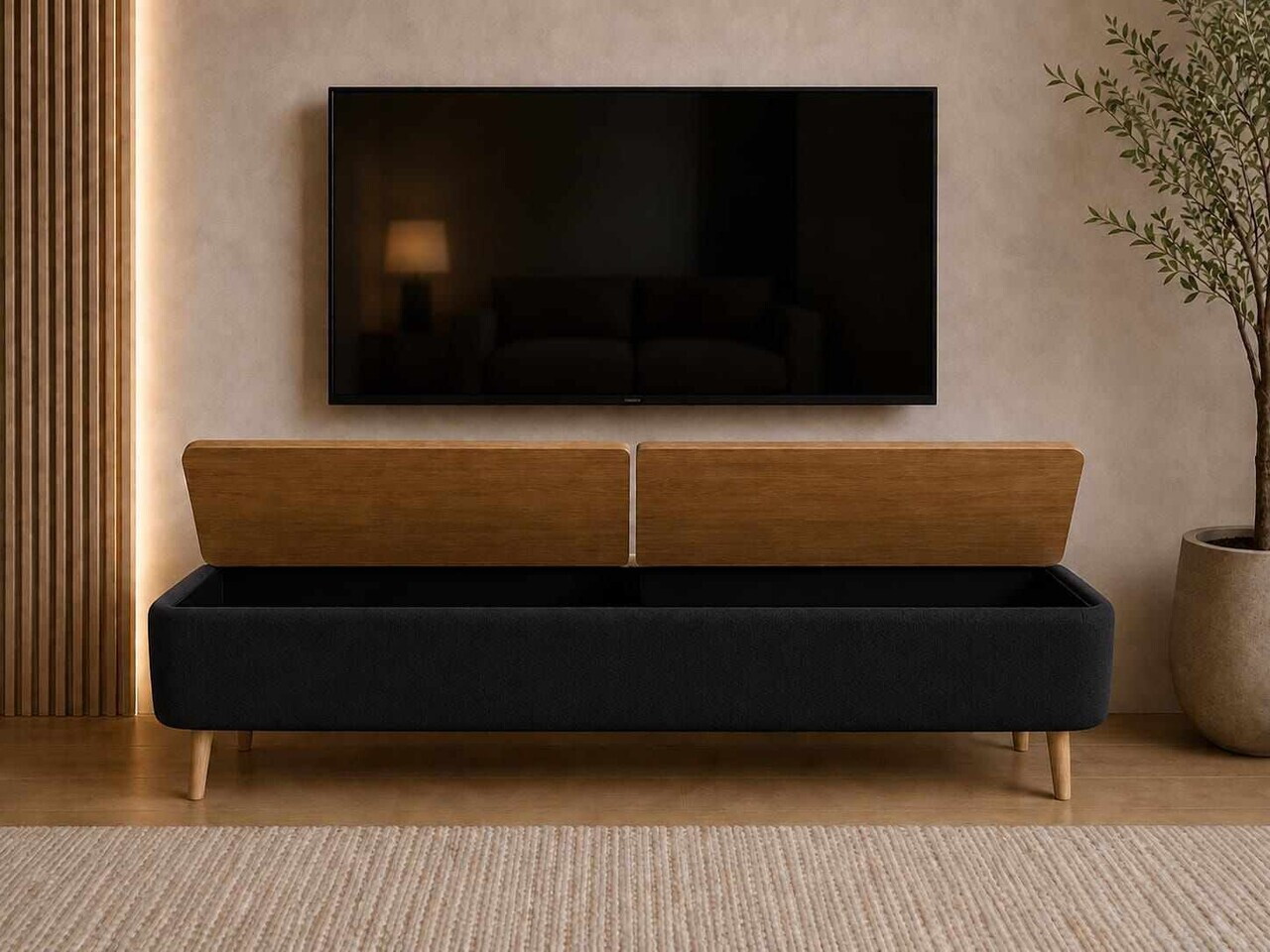 Comoda TV, Hanah Home, Sarven, 120x45x30 cm, Negru — imaginea 2