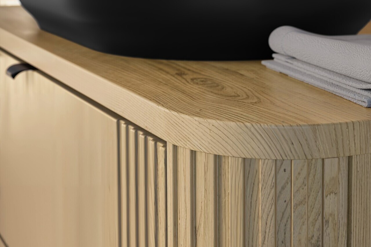 Set mobiler baie, dulap cu lavoar, 80 cm Cloud, Ovalia Cremona, Comad, MDF/PAL laminat, stejar cremona — imaginea 4