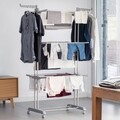 Uscator de rufe vertical, InnovaGoods, pliabil, cu roti, 75x67x173 cm, aluminiu/ABS