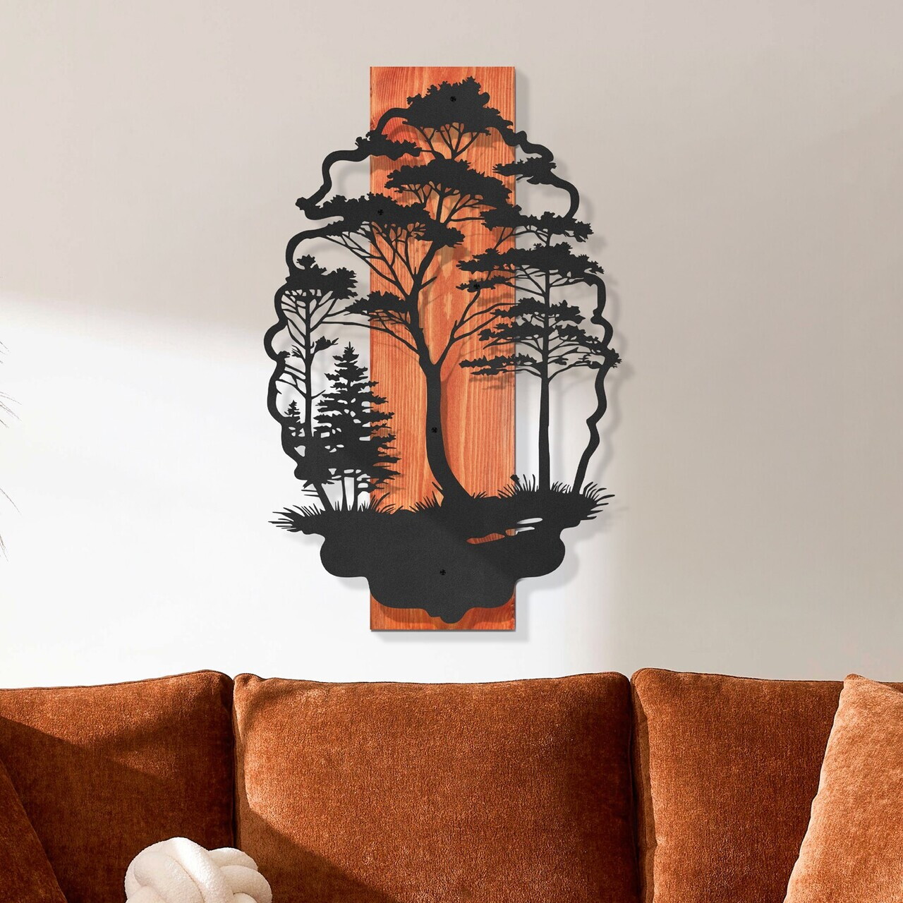 Decoratiune de perete, Sylva, Cadru: Lemn (Grosime: 2 cm), Roșu/Negru — imaginea 3