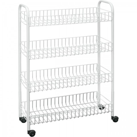 Carucior cu 4 rafturi bucatarie/baie Slim, Metaltex, metal/invelis din plastic LDPE, alb accesorii