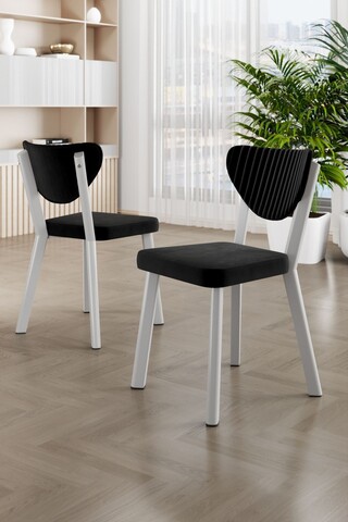 Set scaune 4 piese, Charlotte, Arfe, Alb/Negru