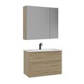 Set Dulap de Baie cu Chiuvetă și Oglindă (2 Piese), Hanah Home, Messina 85 v2, Stejar