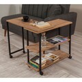 Masuta multifunctionala cu roti Melin, Sapphire, 70x76x63 cm, natural/negru
