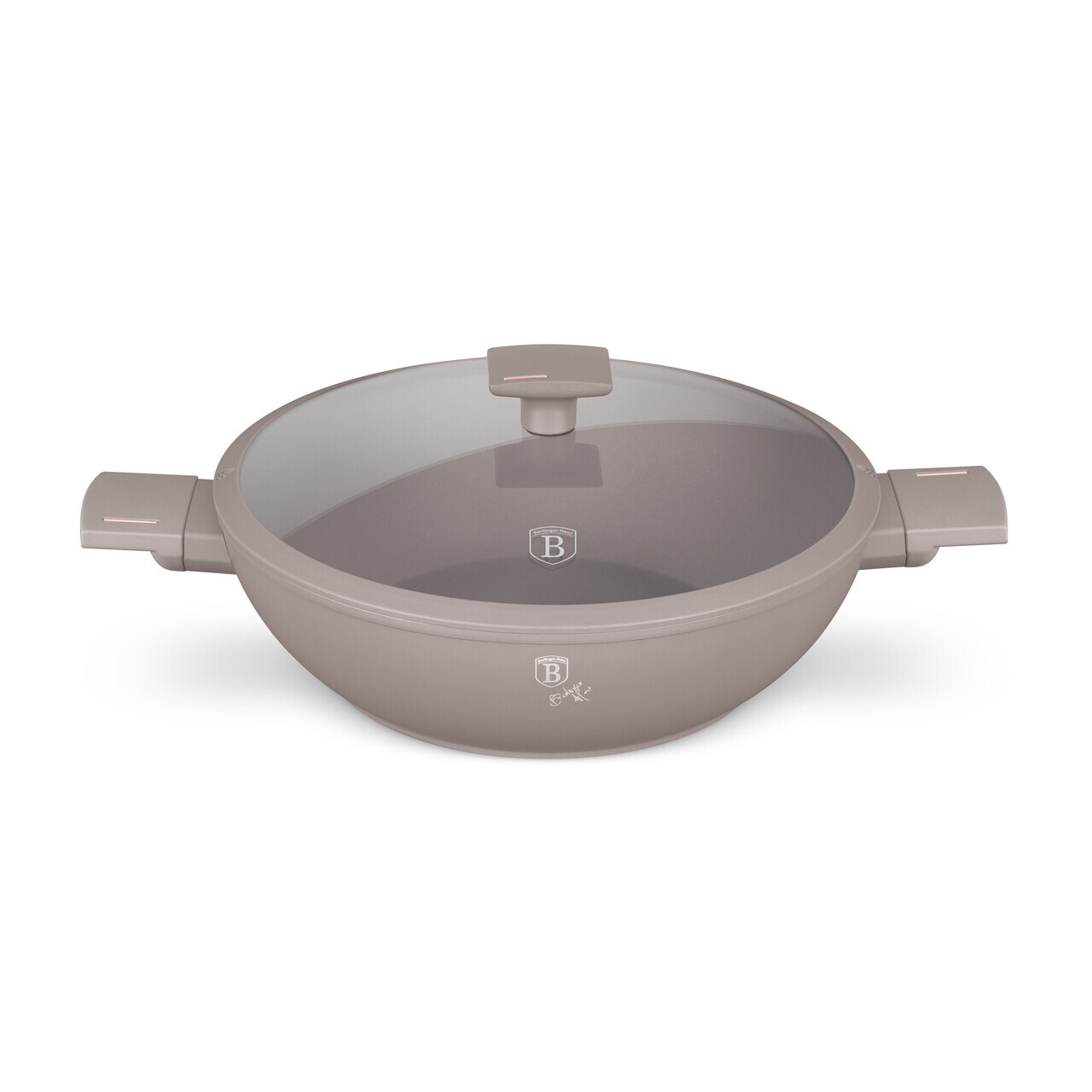Tigaie Wok cu capac Berlinger Haus, Taupe, 30 cm, aluminiu forjat, taupe mat - imagine 4