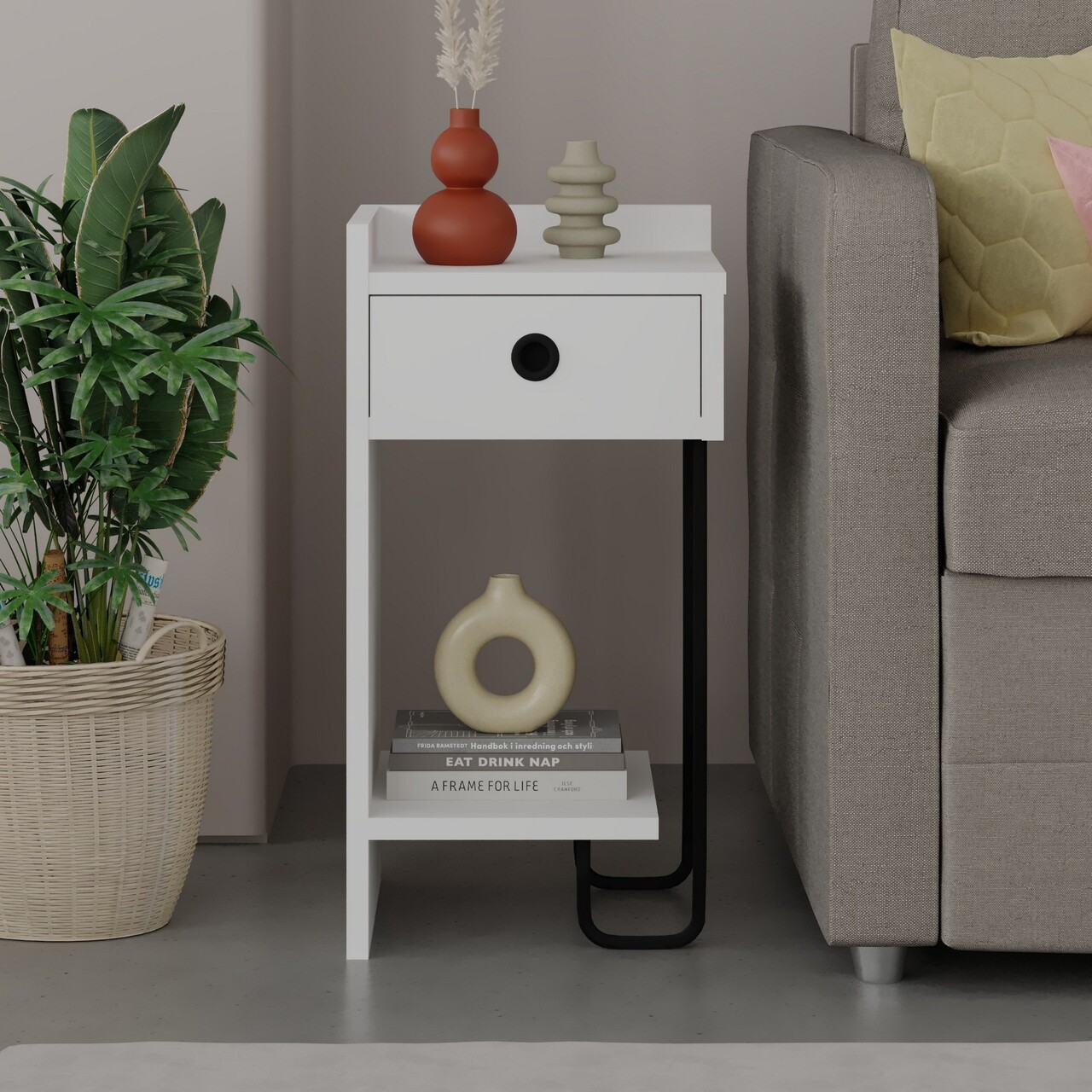 Noptiera, Homitis, Sirius Left, 32x61x30 cm, PAL, Alb - 1 | YEO