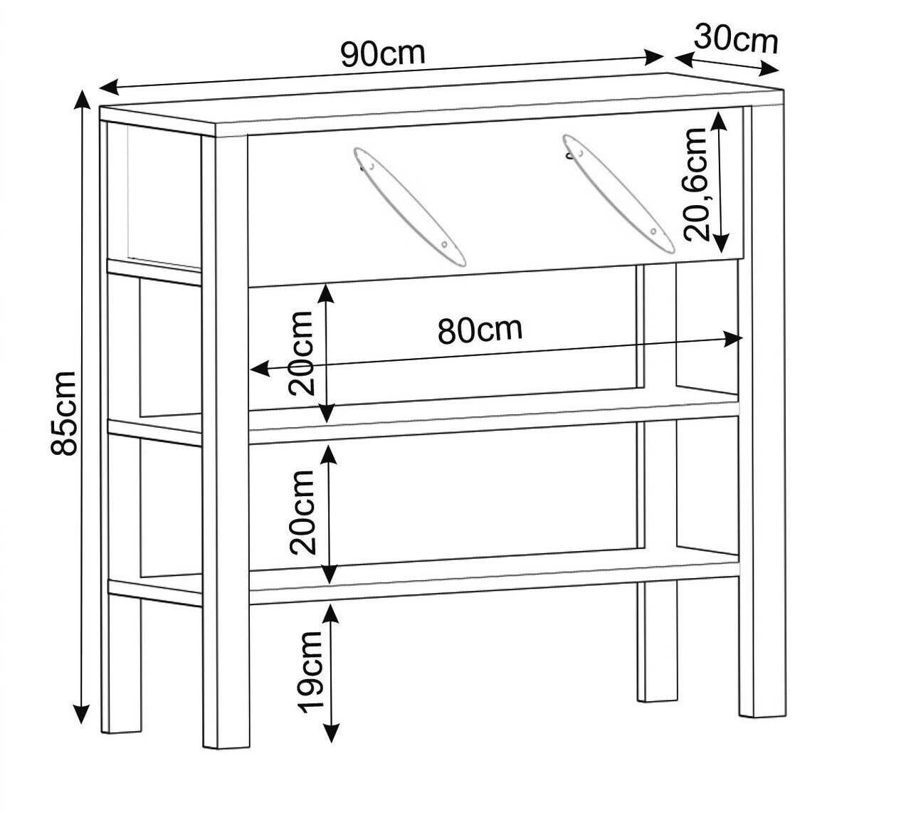 Dulap, Hanah Home, Henric, 90x85x30 cm, PAL, Travertin — imaginea 6