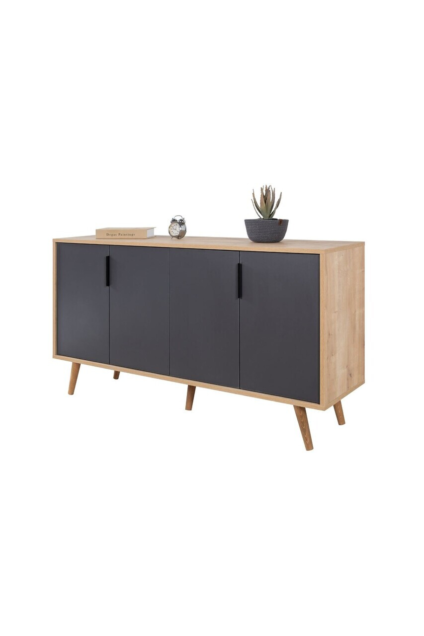 Consola, Hanah Home, Sırma 4516, 150x82x44 cm, PAL, Stejar safir / Antracit — imaginea 6