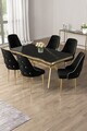 Set masa si scaune (7 piese), Hanah Home, Vae, Sonata / Auriu / Negru