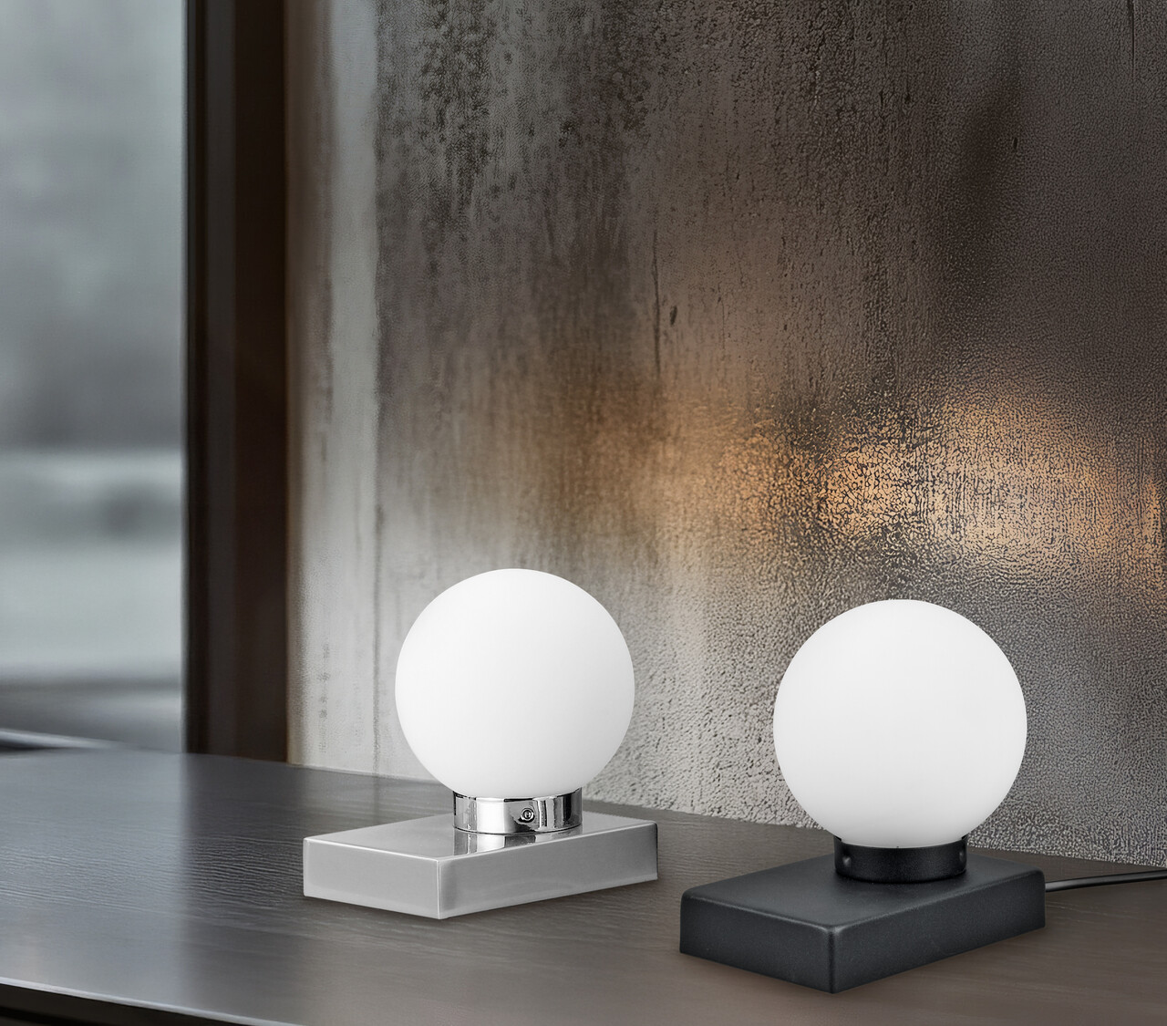 Lampa de masa Davi Ii, TRIO, 15x12x15 cm, 40W, 1x E14, metal, negru mat/alb