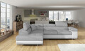 Coltar extensibil stanga 4 locuri, ELTAP, Anton, 272x203x85 cm, lemn/poliester, gri deschis/alb