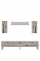 Comoda TV, Hanah Home, Ilay, 180x41x30 cm, White / Travertine / Silver