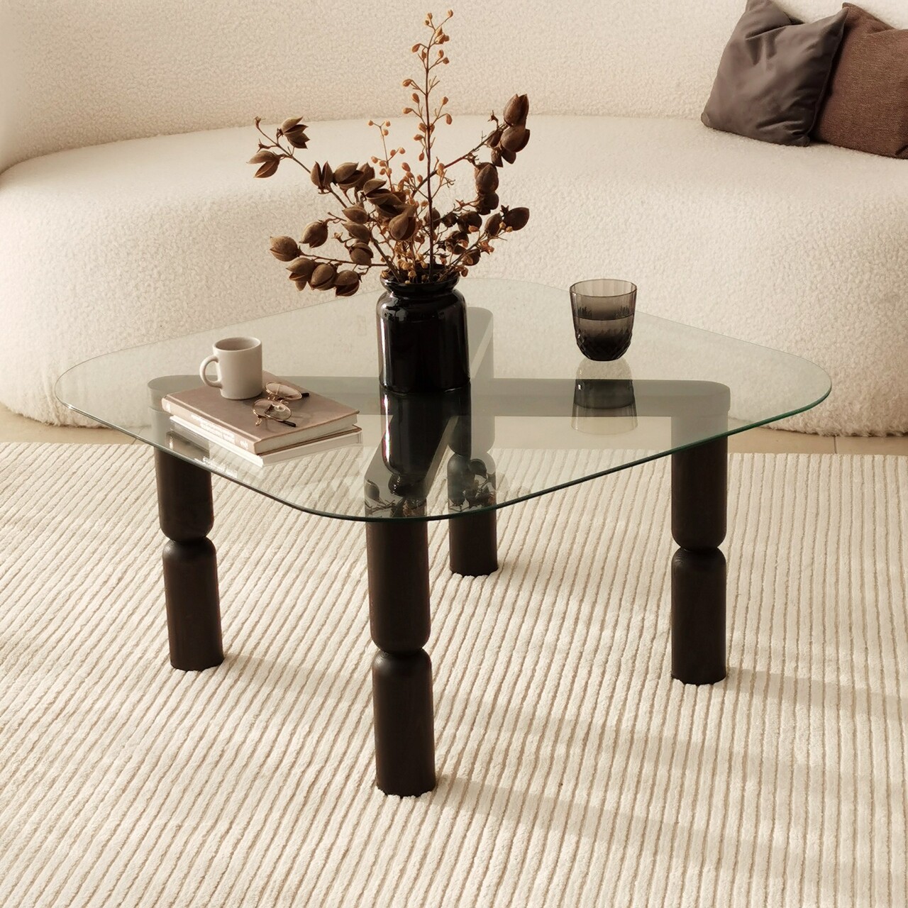 Masuta de cafea, Neostill, Kei, 80x40x80 cm, Sticla temperata , Antracit - 1 | YEO
