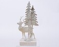 Suport pentru lumanare Deer and Trees, Decoris, 9x15x27 cm, metal, alb/auriu