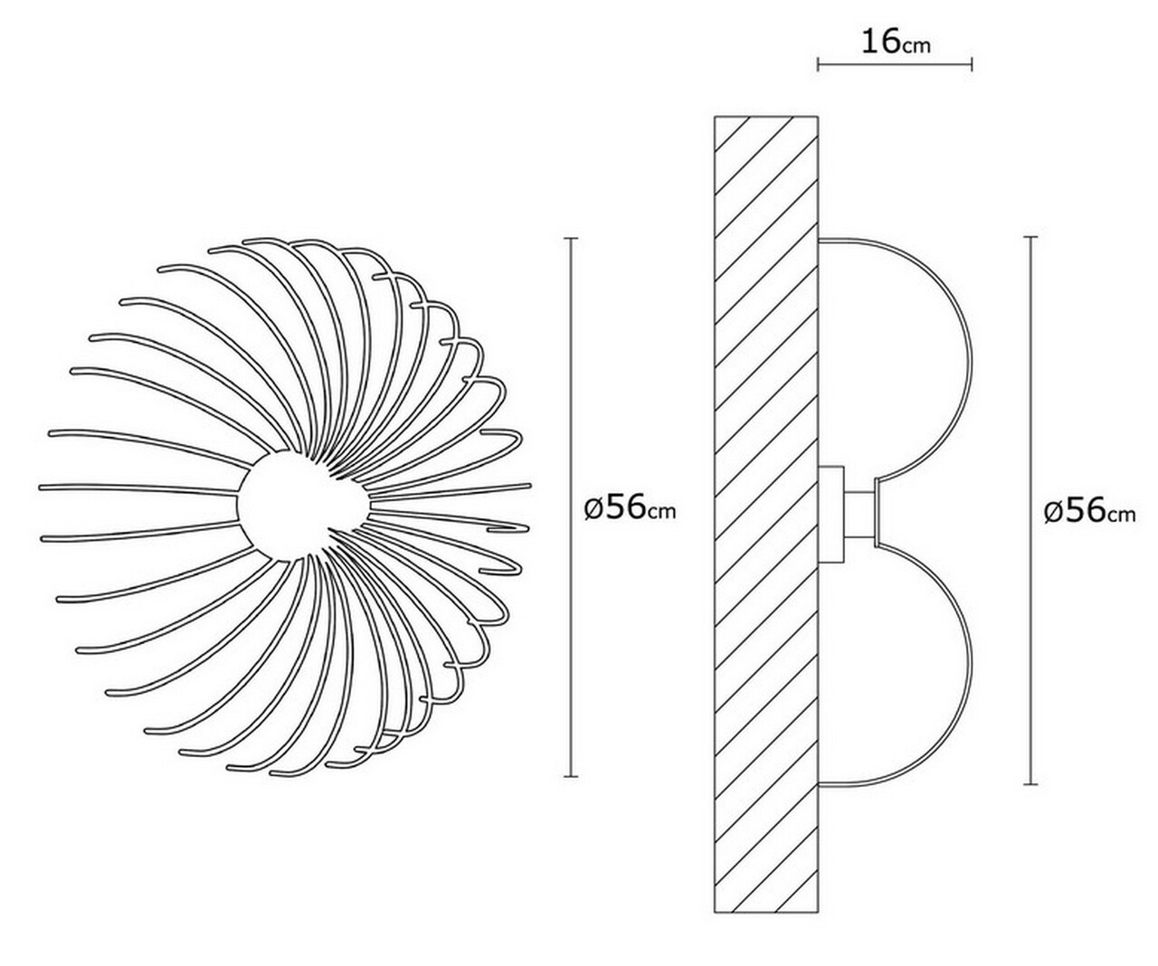 Plafoniera Lion, Maison In Design, Ø56 Cm, 1 X E27, 100W, Negru