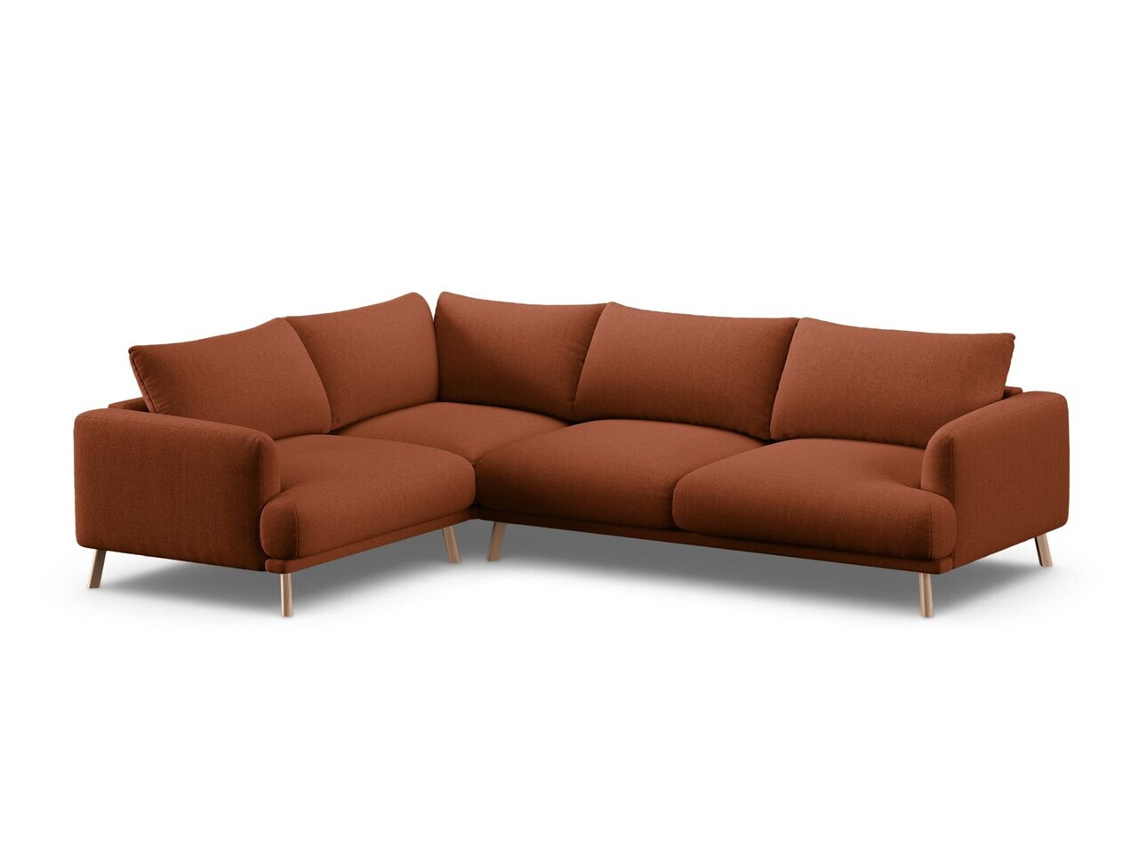Coltar stanga 4 locuri, Naomi, Micadoni Home, 280x195x75 cm, tesatura structurata, caramiziu — imaginea 5