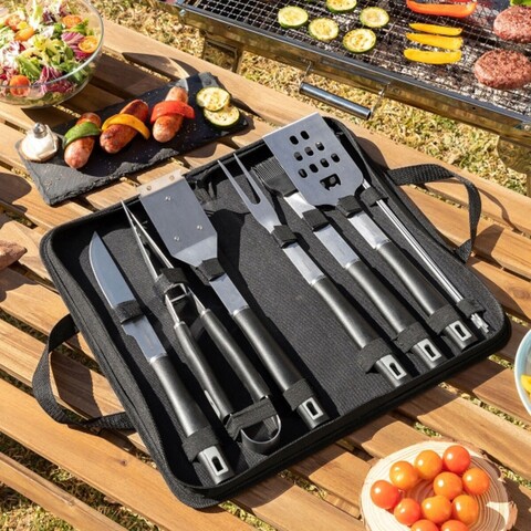 Kit de ustensile pentru gratar cu husa pentru transport bbset, innovagoods, 12 piese, 43x20.2x5 cm