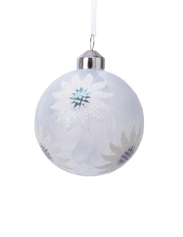 Set 3 globuri Edelweiss icelq, Decoris, Ø8 cm, sticla, mat