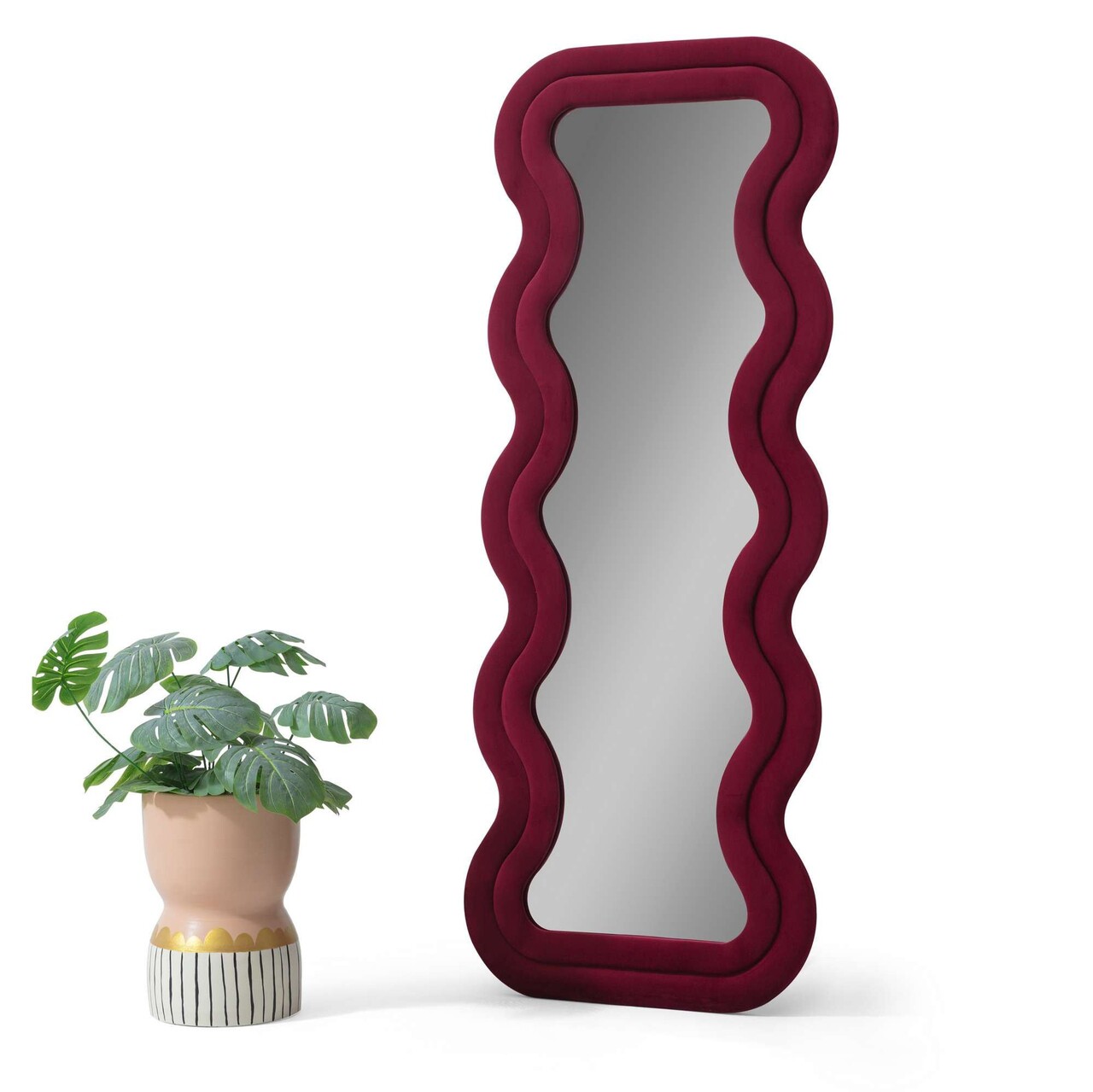 Oglinda Cheval, Hanah Home, Mundo, 65x170 cm, MDF , Rosu claret