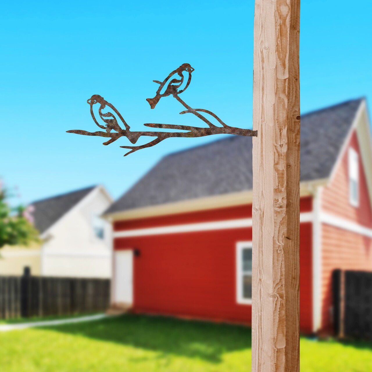 Obiect decorativ de grădină, Bird On The Branch 08, 45x20 cm, Maro - imagine 3