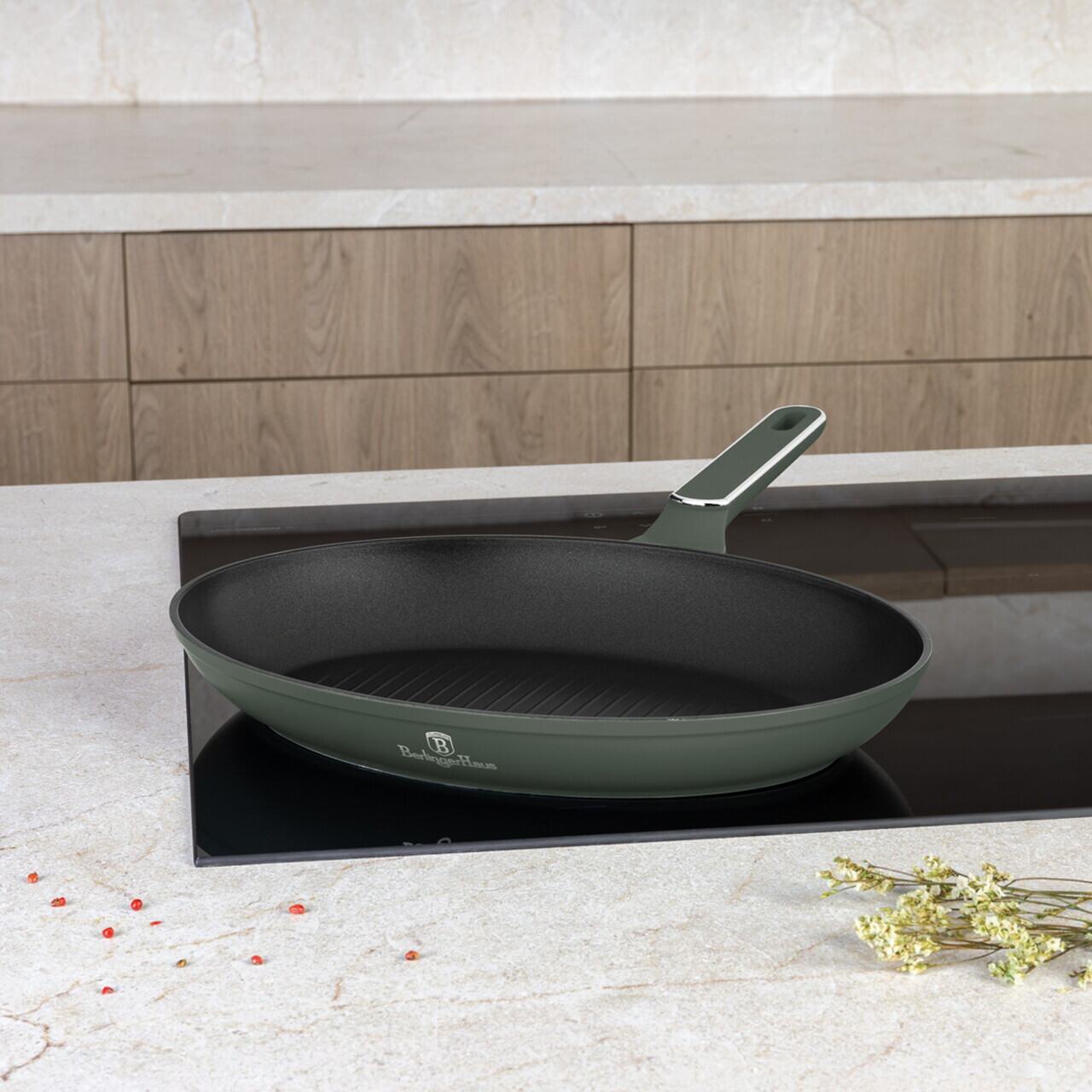Tigaie pentru peste Berlinger Haus, Matte Green, 35 cm, aluminiu forjat, verde mat - imagine 3