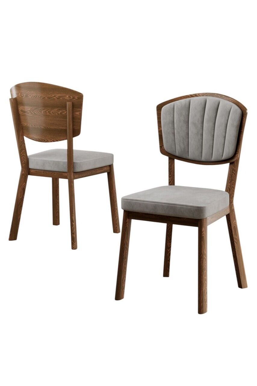 Set scaune 4 piese, Hanah Home, Nape, Gri / Aspect de lemn — imaginea 2