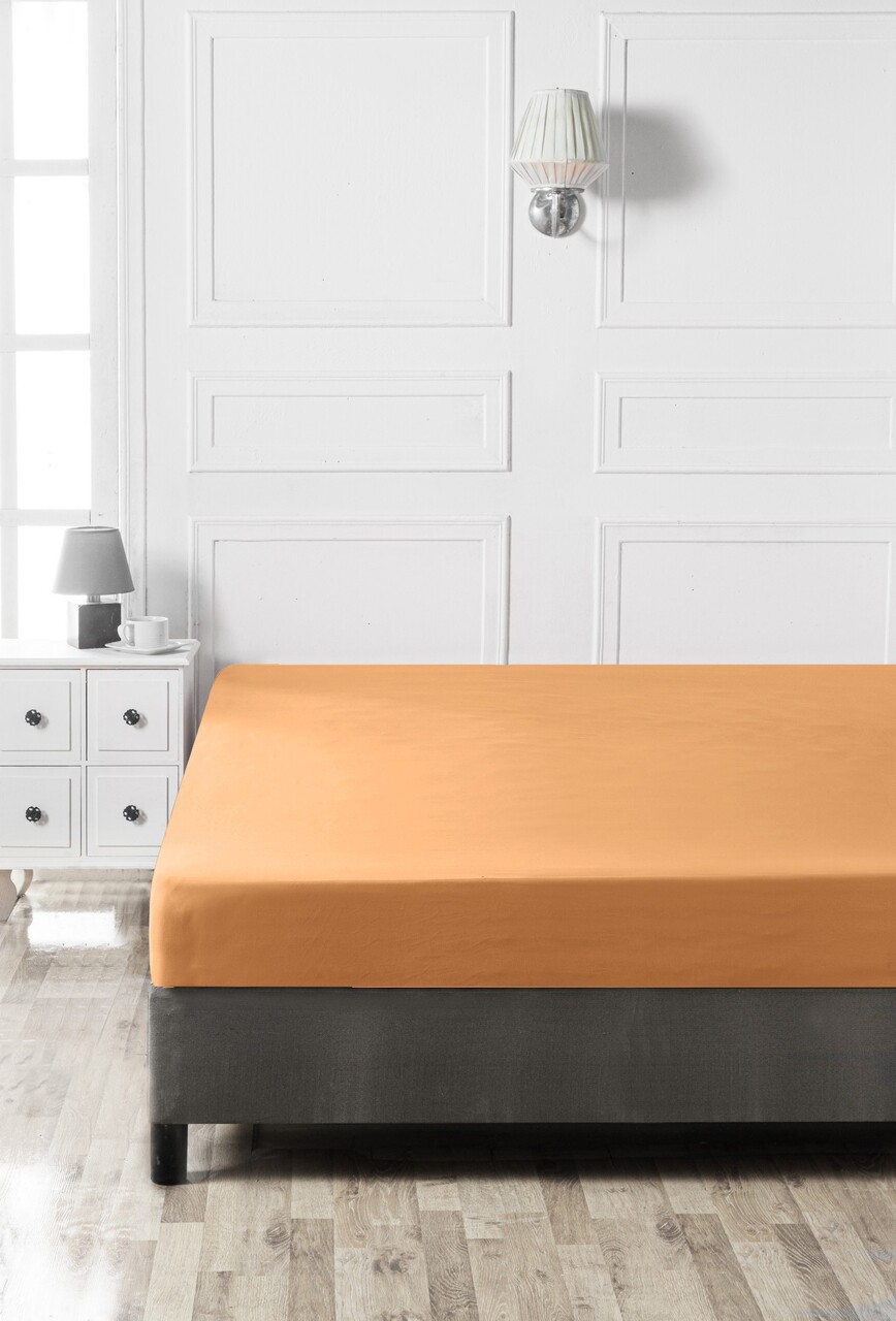 Cearceaf de pat cu elastic Ranforce Single Large (FR), L'essentiel Maison, Pale Orange, Portocaliu pal - imagine 3