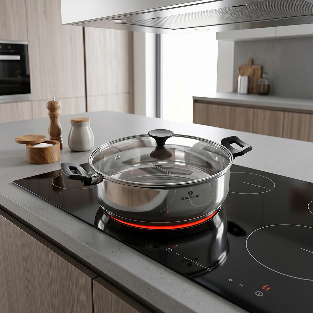 Oala cu capac Blaumann, Gourmet, 30 cm, inox, argintiu - view 2