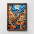 Tablou decorativ, TUN009-L, Lemn, Multicolor