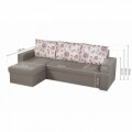 Coltar extensibil reversibil Oslo Grey Purple Flower Bedora, cu lada de depozitare, 247x148x78 cm