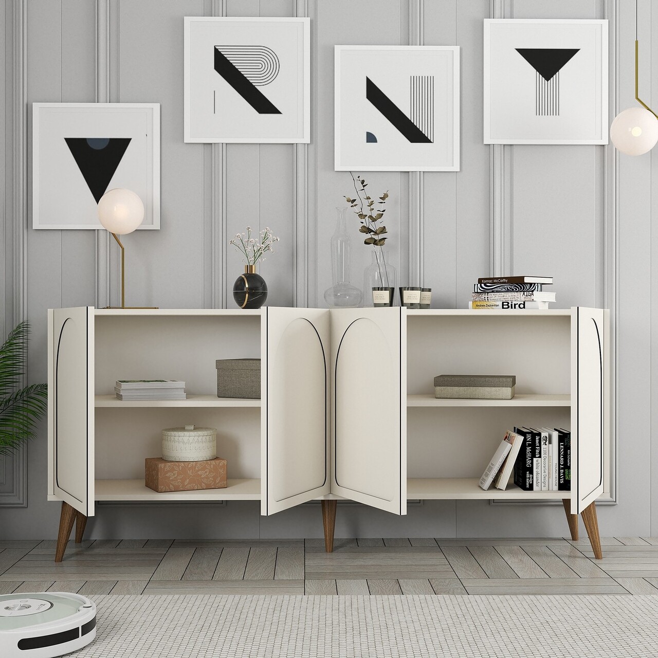 Consola, Hommy Craft, Lyon 81, 180x81x35 cm, PAL, Crema/Nuca - 2 | YEO