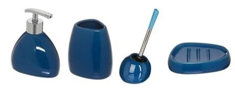 Set 4 accesorii pentru baie, JJA, ceramica, albastru